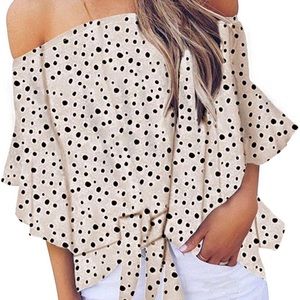 Women’s Summer Floral Print Off Shoulder, with Flare SleevesSize-M